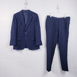 Suit Supply Baird McNutt Irish Linen 2 Piece Suit Navy Blue Men's Size 42 Short
